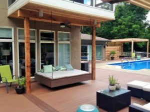 pvc deck with pergola and pool