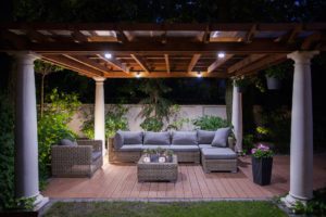 Pergola with Couch at Night