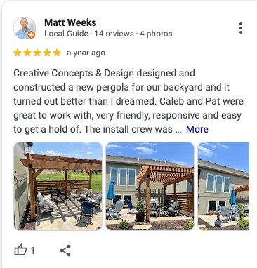 Matt Weeks deck builder with great Google Reviews, Creative Concepts & Design, Leawood, 2024 -min